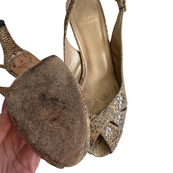 STUART WEITZMAN Leather Animal Print Slingback Heels Size 7 - Picture 6 of 7